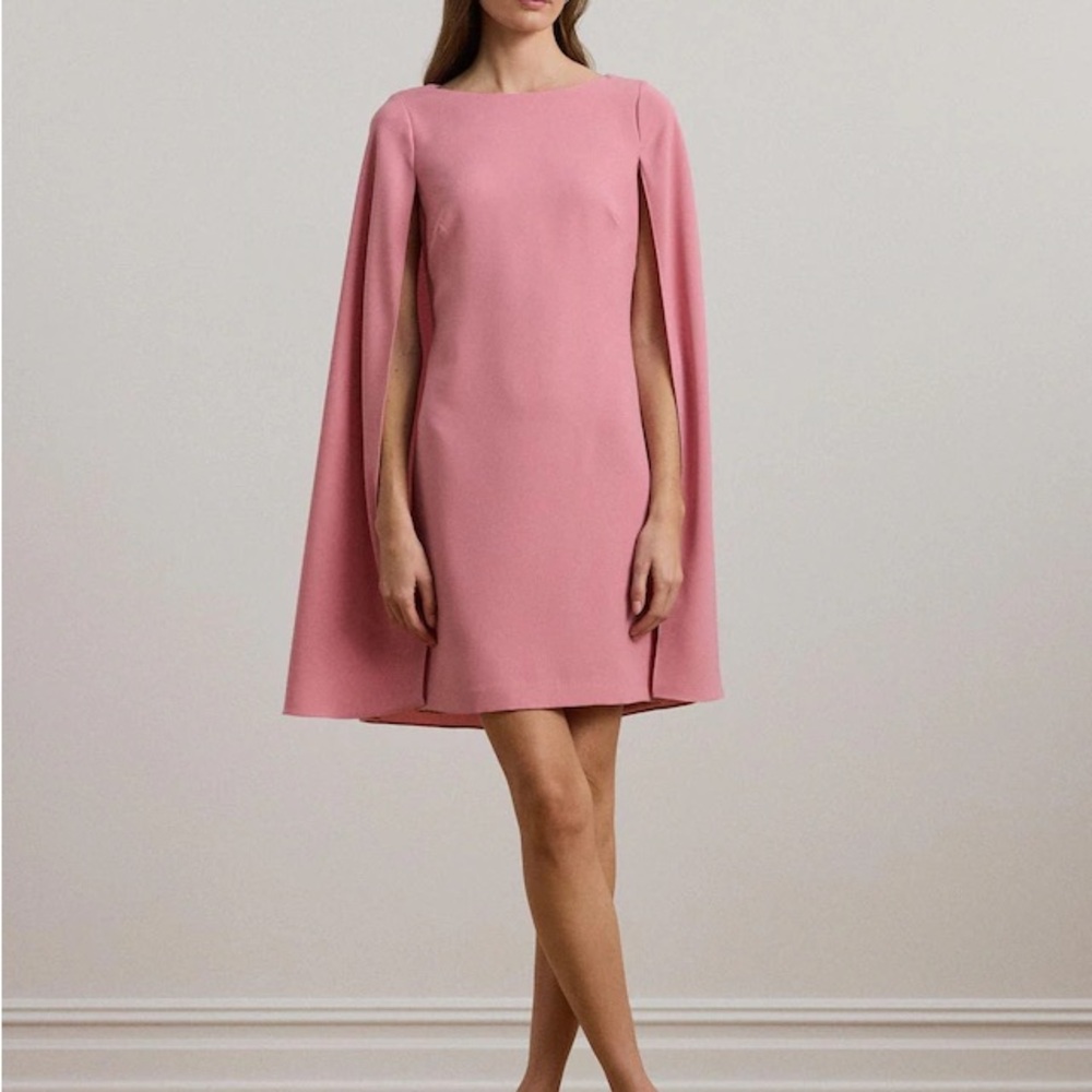 Ralph Lauren’s Cape Georgette Cocktail Dress / NWT / MSRP $195 / Size 10 - Picture 1 of 5